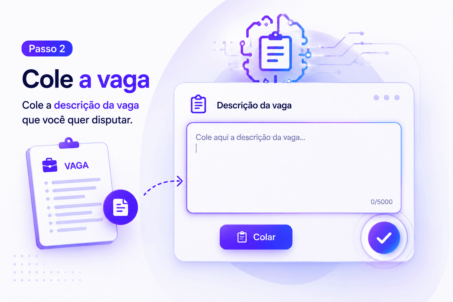 Cole a descrição da vaga