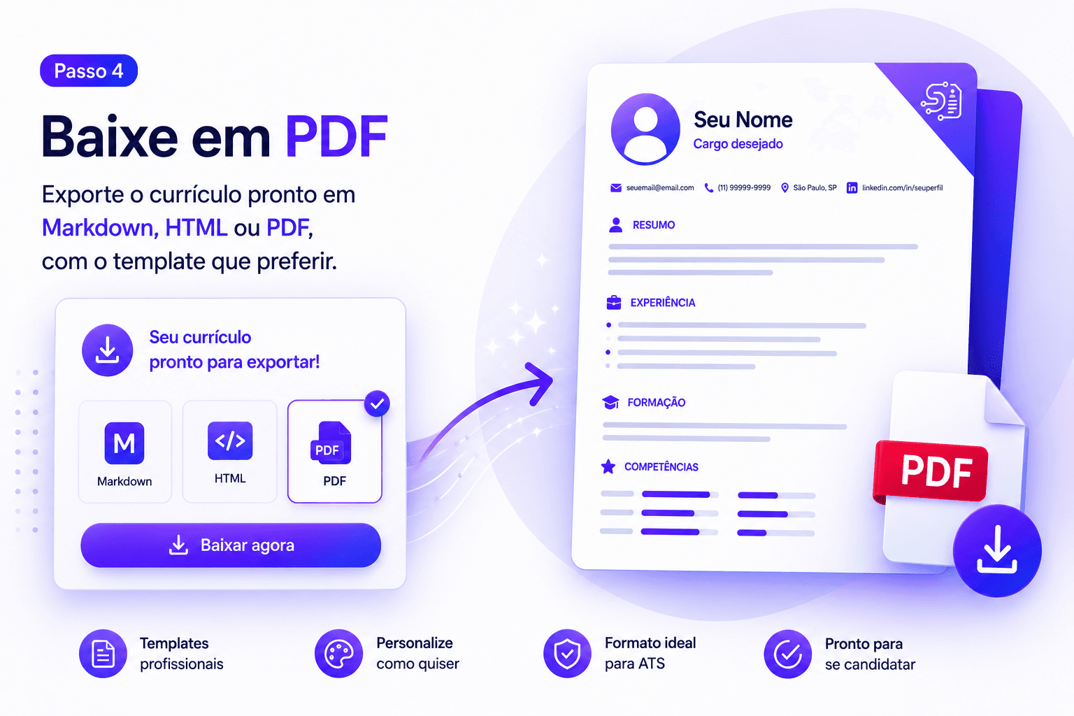 Baixe o currículo em PDF